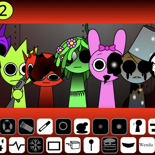 Sprunki Corruptbox main screen where players can create creepy music